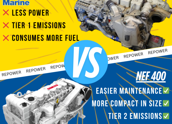 Replaced Cummins 6BTA marine engines to FP)T NEF 400 marine engines