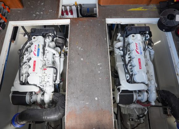 FPT NEF 400 marine engines installed in a Raymond hunt fisherman game fishing